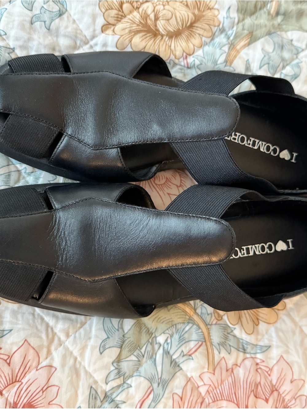 I ♥ Comfort vintage style Black Leather fisherman Sandals